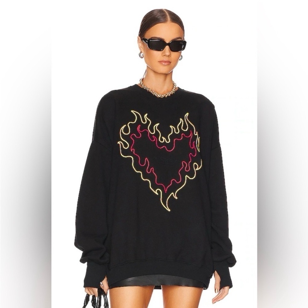 The Laundry Room Burn Heart Sweatshirt Medium Black Edgy Oversized Grunge Cozy